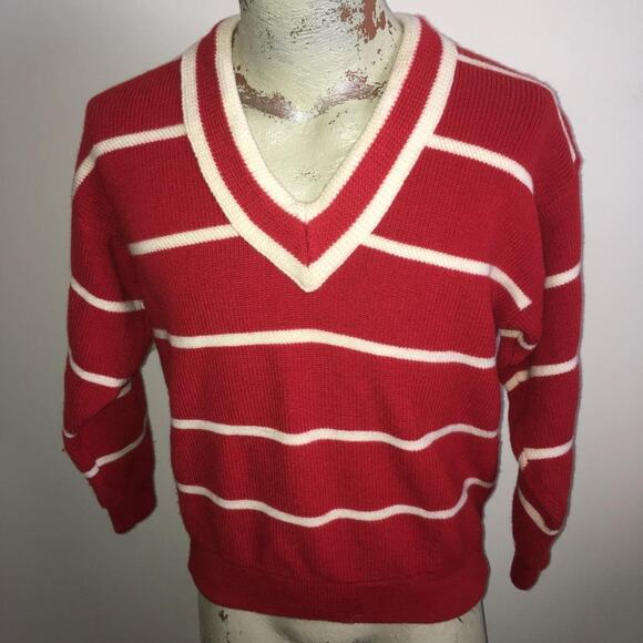 Dale Of Norway Red & Cream Striped Chawo 100% Wool Sweater M